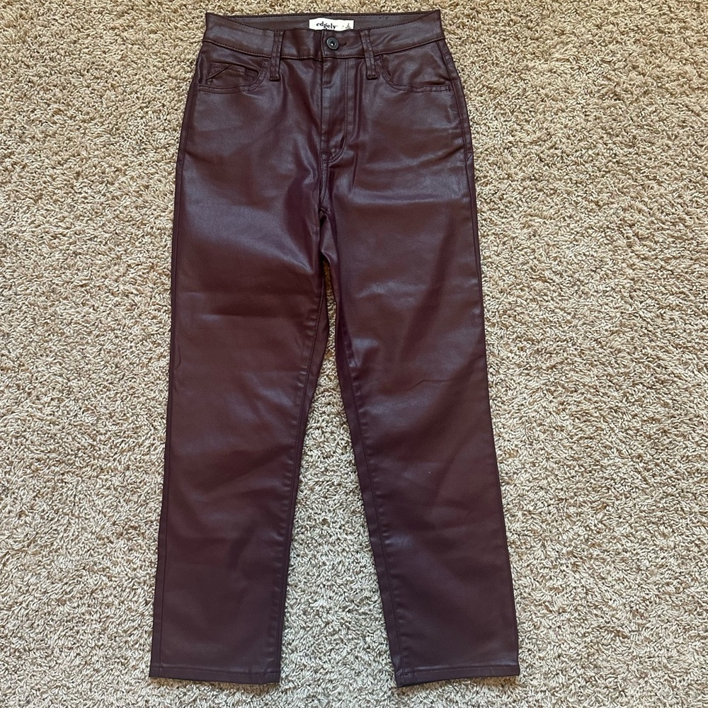 Edgely slim straight coated ankle high rise jeans